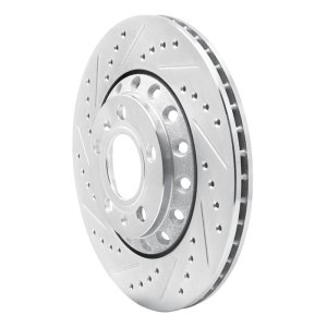 Audi A8 Brake Rotor (1) - Rear Left - R1 Concepts - Drilled & Slotted - Silver - `04-`10